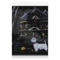 Halloween Westie Haunted house stationery by zadajeanne Halloween Westie Haunted house stationery