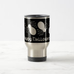 Halloween White Spiders on Black Travel Mug