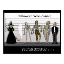Halloween Who-Dunnit Invite Post Card