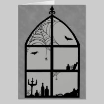 Halloween Window Silhouette Card cards