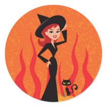 Halloween Witch and Black Cat stickers