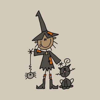 Halloween Craft Ideas Construction Paper on Halloween Witch And Cat Stick Figures T Shirt By Stickpeople