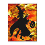 Halloween Witch and Fall Leaves Postcards
