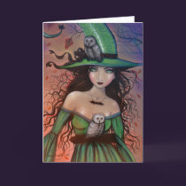 Halloween Witch and Owls Card cards
