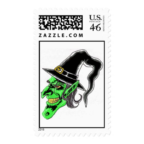 Halloween Witch Art Postage stamp