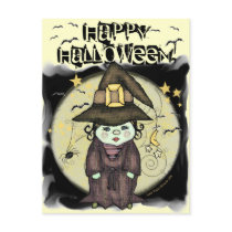 Halloween Witch Art Postcard
