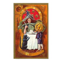 Halloween Witch at Table posters