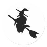 halloween witch black icon round sticker