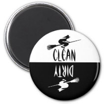 Halloween Witch Broomstick Clean Dirty Dishwasher