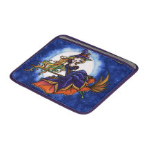 Halloween Witch Broomstick Moon Art MacBook Sleeve