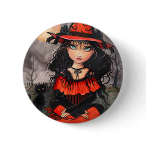 Halloween Witch Button Pin by Molly Harrison by robmolily Halloween Witch Button Pin by Molly Harrison
