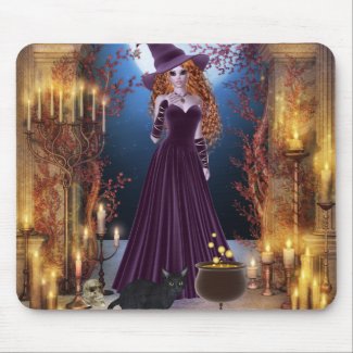 Halloween Witch by Candlelight Mouse Pad