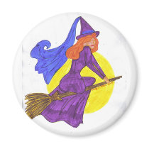 Halloween Witch by Wendy C. Allen magnets