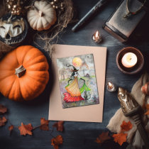 Halloween Witch Cat Card by robmolily Halloween Witch Cat Card