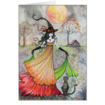 Halloween Witch Cat Card Autumn Reverie
