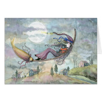 Halloween Witch Cat Card by Molly Harrison