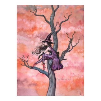 Halloween Witch Cat Poster by Molly Harrison print