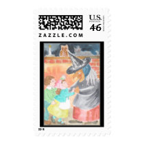 Halloween Witch & Children Stamp