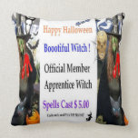 Halloween Witch Duel Artwork Throw Pillows pillows