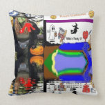 Halloween Witch Duel Artwork Throw Pillows pillows