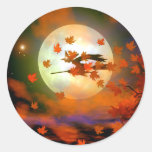 Halloween Witch Flight Round Sticker