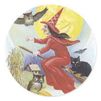 Halloween Witch Flying on Broomstick stickers by kimmyklassickorner Halloween Witch Flying on Broomstick stickers