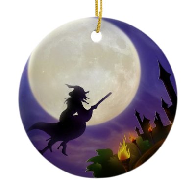 Halloween Witch Full Moon Christmas Tree Ornaments