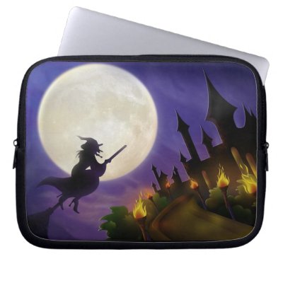 Halloween Witch Full Moon Computer Sleeve