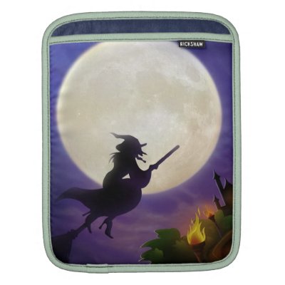 Halloween Witch Full Moon iPad Sleeve