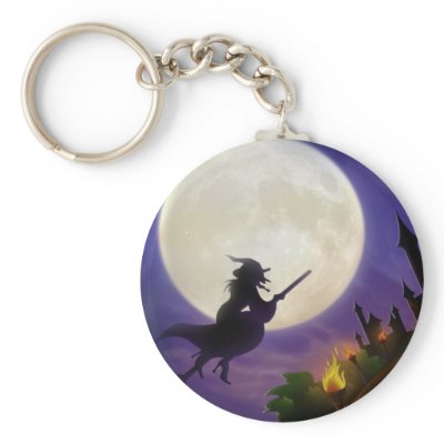 Halloween Witch Full Moon Key Chain