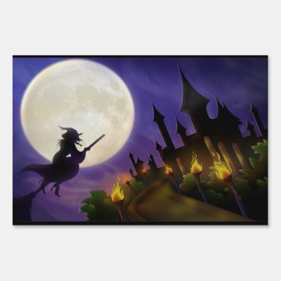 Halloween Witch Full Moon Lawn Sign