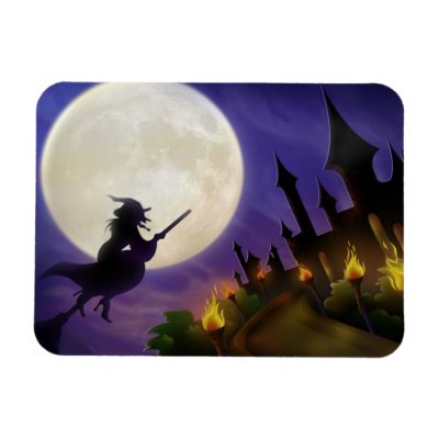 Halloween Witch Full Moon Magnet