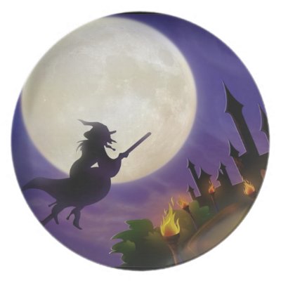 Halloween Witch Full Moon Party Plates