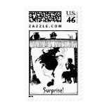 Halloween Witch in Chimney Postage Stamp