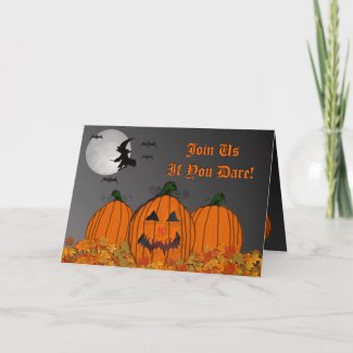 Halloween Witch In Flight Party Invitation card