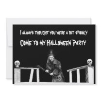 Halloween witch in hat - party invitation card