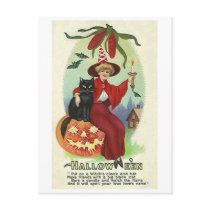 Halloween Witch in Red Cape postcards