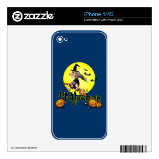 Halloween, witch on a broom, bats and pumpkins decal for the iPhone 4S