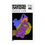 Halloween Witch on black Postage