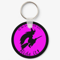 Halloween Witch on Broom Funny Key Fob Keychain by quidicane Halloween Witch on Broom Funny Key Fob Keychain