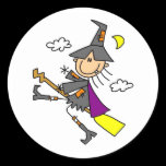 Halloween Witch on Broom Sticker