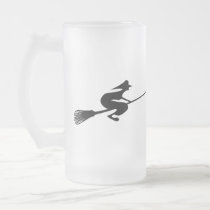 Halloween Witch On Broomstick Drinks Glass