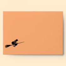 Halloween Witch On Broomstick Letter Envelope