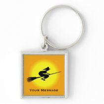 Halloween Witch On Broomstick Luggage & Laptop Tag