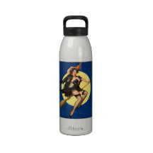 Halloween Witch Pin Up Girl Drinking Bottles