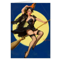Halloween Witch Pin Up Girl Greeting Cards