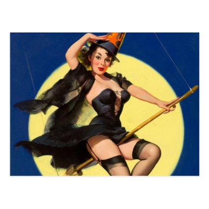 Halloween Witch Pin Up Girl Postcard