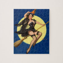 Halloween Witch Pin Up Girl Puzzles