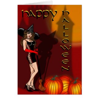 halloween witch pinup card