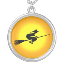 Halloween Witch Sterling Silver Necklace Jewelry